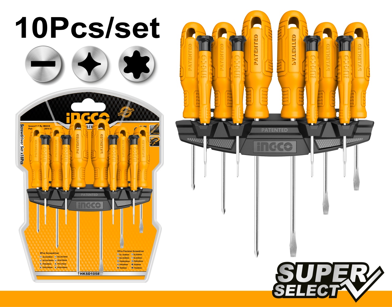 Surubelnite cu Suport 10pcs INGCO HKSD1058 - 1 | YEO