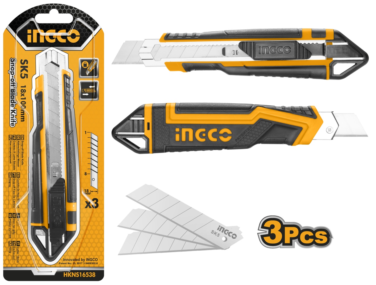 Cutter Plastic cu Maner Cauciuc + 3 Rezerve INGCO HKNS16538 – Precizie si Confort in Taiere - 1 | YEO