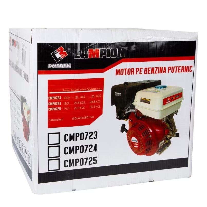 Motor pe benzina 10CP, 177F, 25mm ax orizontal, OHV 4 timpi, 196cc, rezervor 3.6L, Campion CMP0723 - 2 | YEO