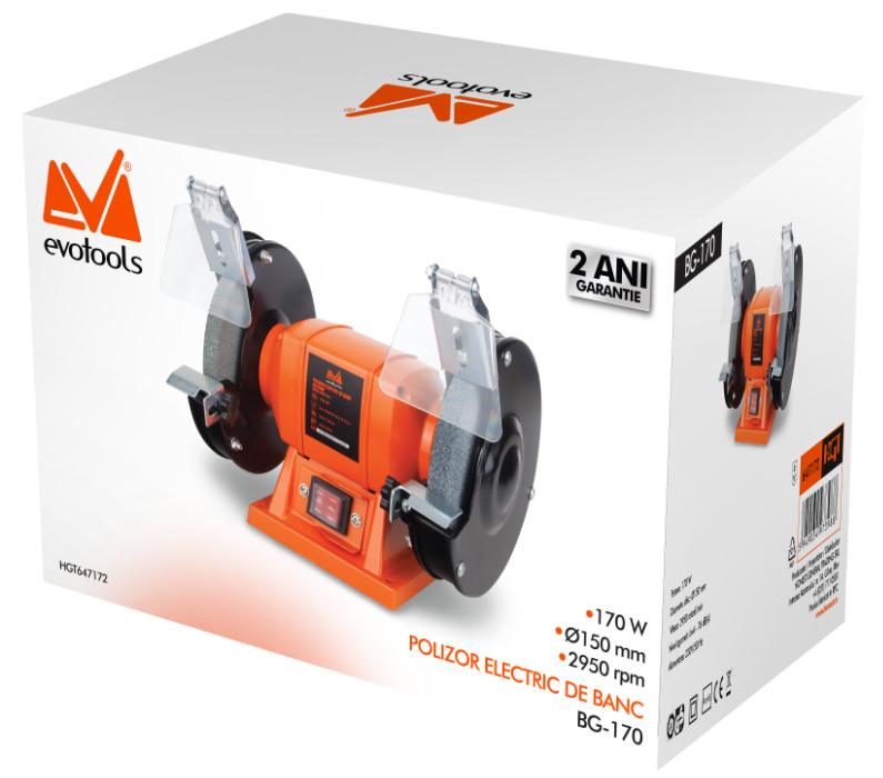 Polizor de Banc 250W, Disc 150mm, Protectii Metalice, EPTO BG250 - BG250 - 1 | YEO