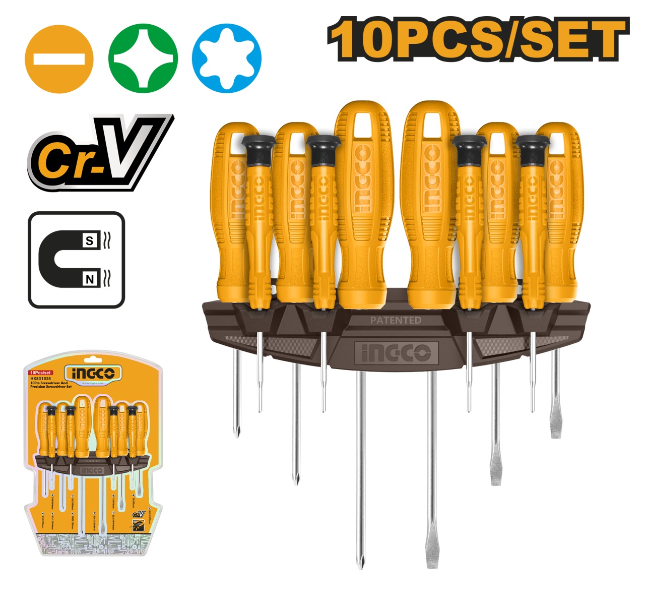 Surubelnite cu Suport 10pcs INGCO HKSD1058