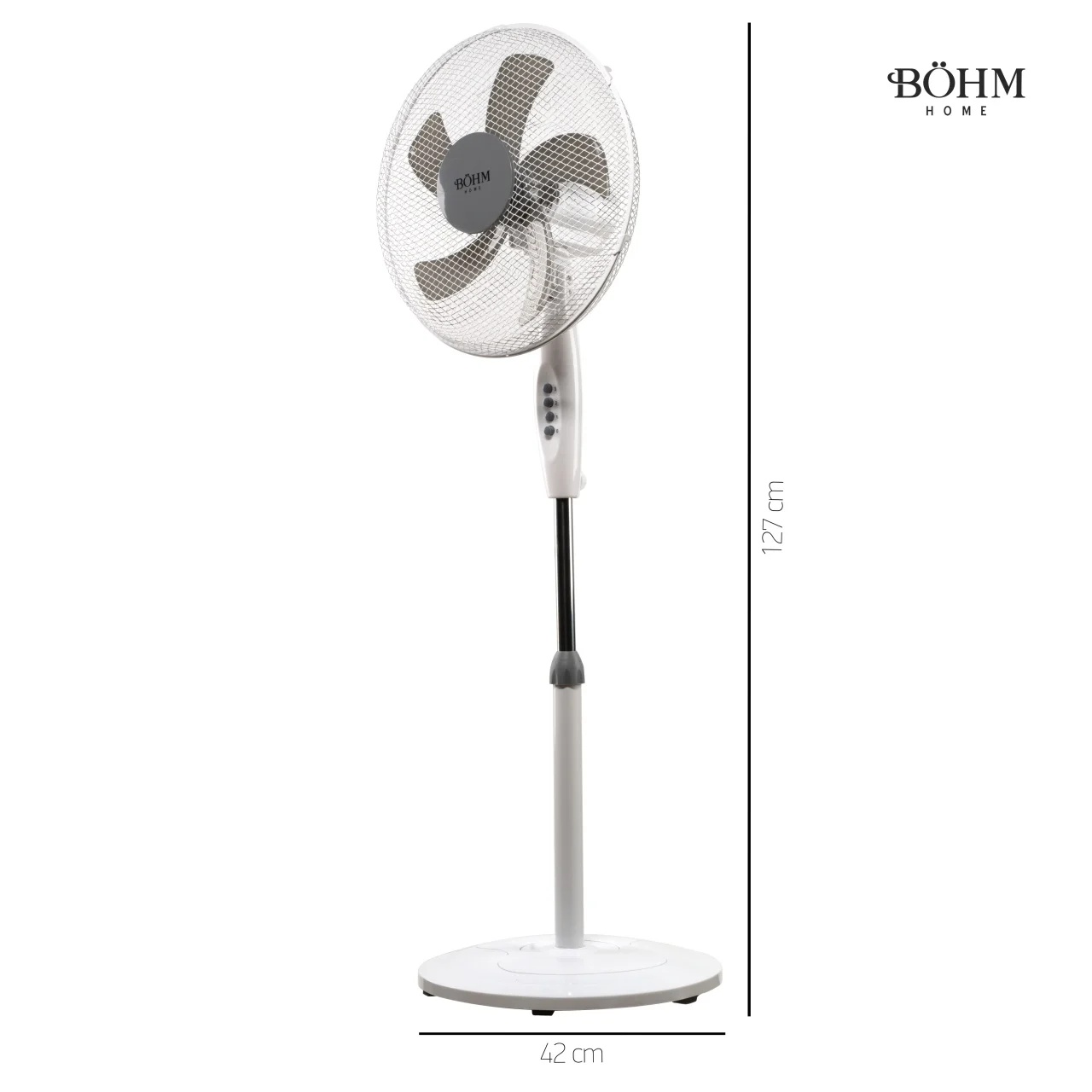Ventilator aer 16\'\'. 125cm reglabil, oscilatie 90 grade, 3 viteze, 50W, 5 pale BÖHM BLSF-4043 - 1 | YEO