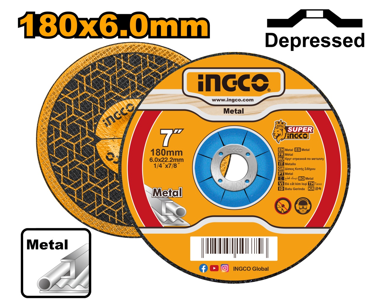 Disc Abraziv Polizat Ingco 180x6.0mm