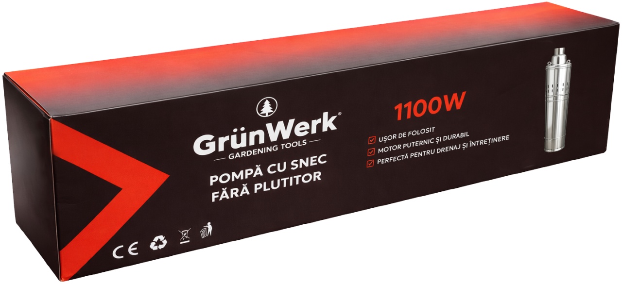 Pompa Inox Submersibila cu Snec Fara Plutitor GW GW7182, Putere 1.1KW (1100W), Cablu 9.5m, Inaltime 51.5cm, Latime 10.5cm, Circumferinta 31cm, Carcasa Otel Inoxidabil, Pentru Apa Curata sau Usor Murdara - imagine 8
