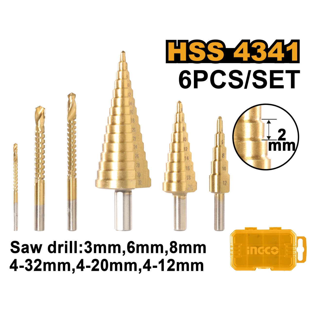 INGCO Set Burghie Conice 6buc AKSDS2061