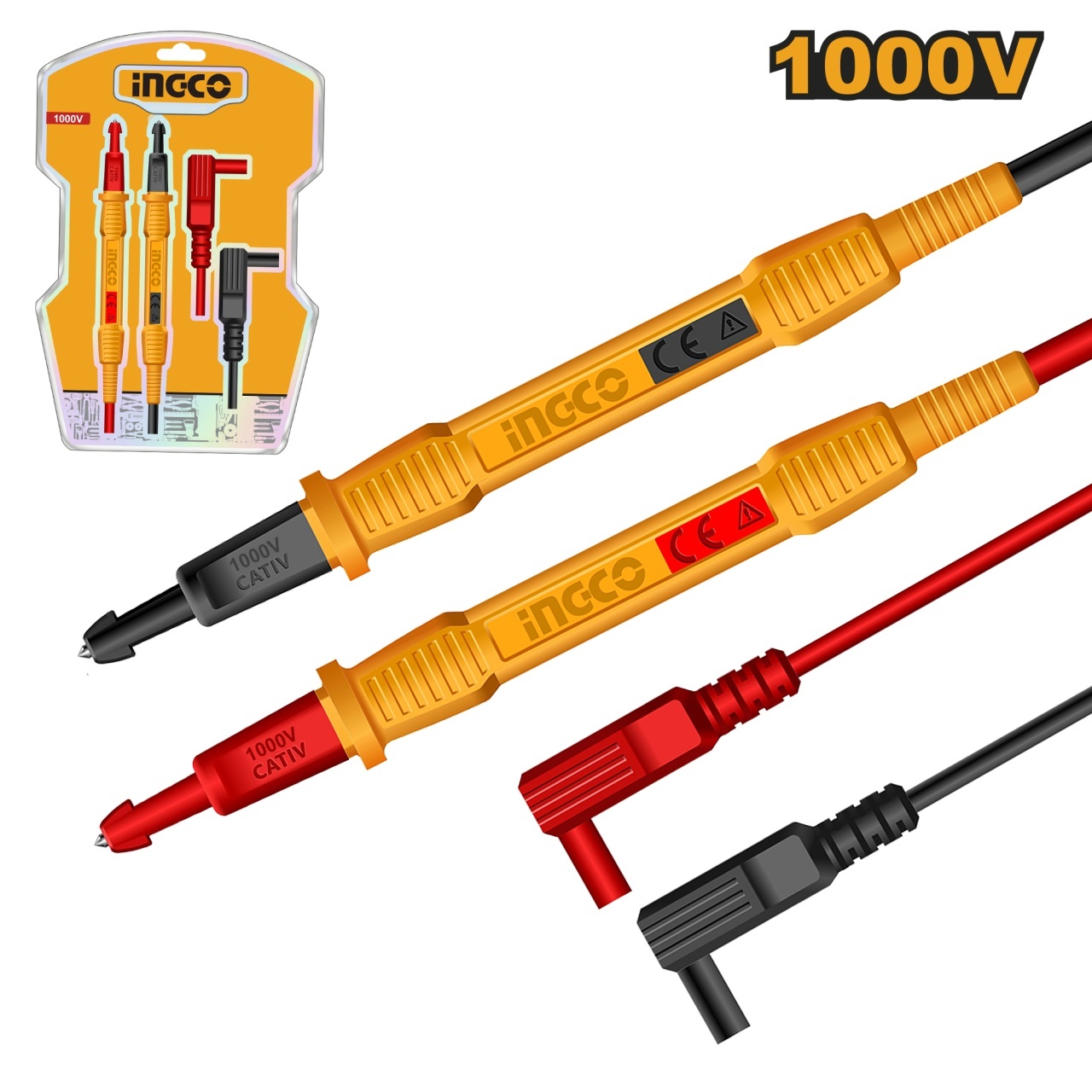 Set Cabluri Testare HTL31001 – CAT III 1000V, Lungime 100 cm, Sonde 150 mm, Compatibile Multimetre si Clampmetre Profesionale - imagine 3