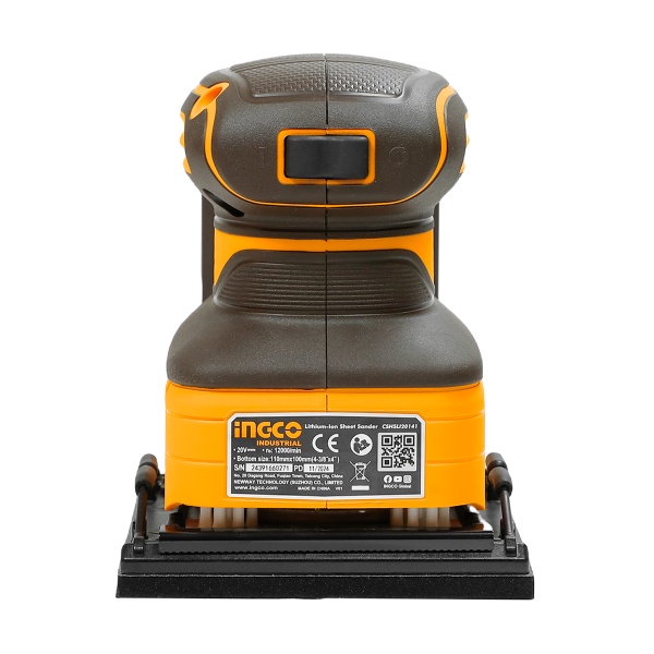 Slefuitor masina de slefuit cu vibratii 20V, 110x100mm, fara acumulator INGCO CSHSLI2014 - imagine 5