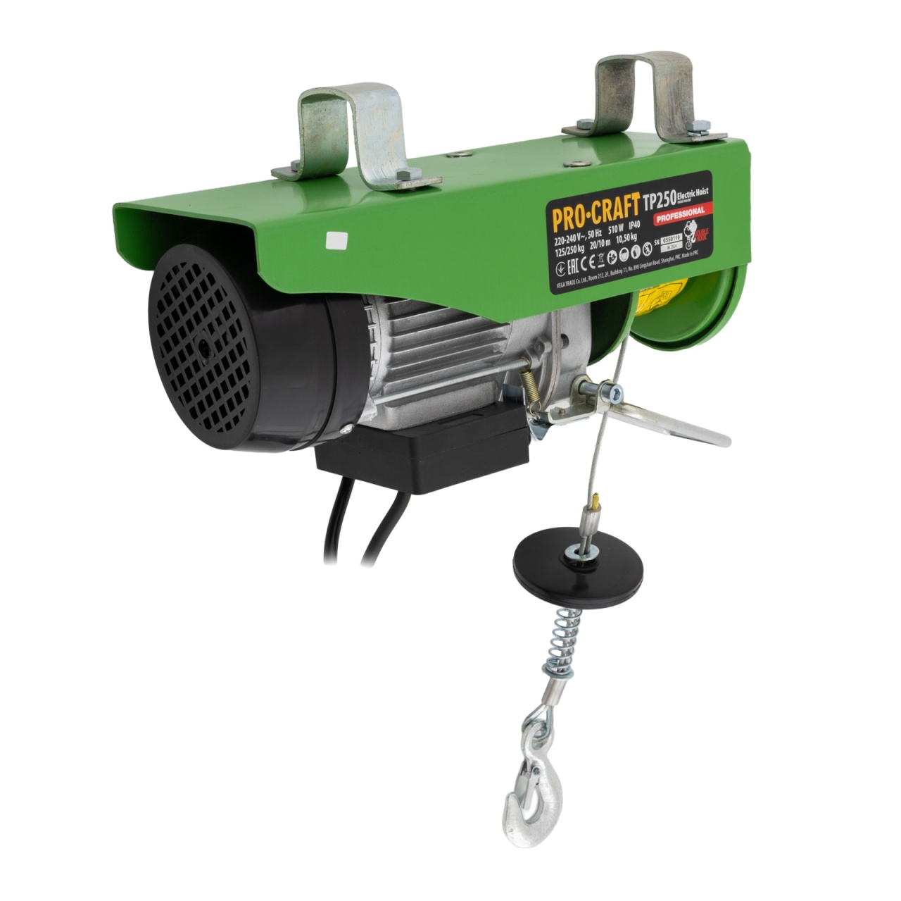 Troliu electric electropalan 125/250kg, 510W, 12m, macara electrica Procraft TP250 - 1 | YEO