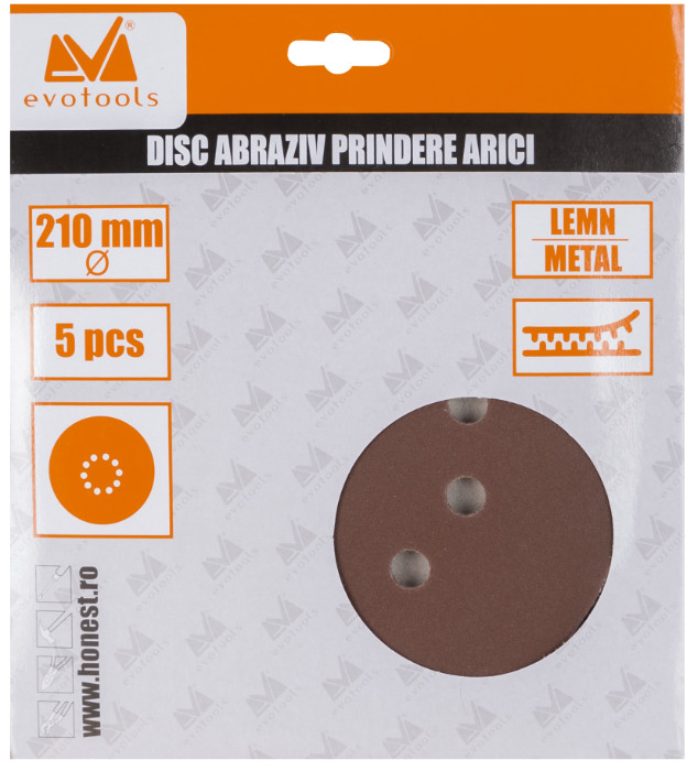 x5 Disc Abraziv Prindere Arici Cu Gauri 125 mm, 120 granulatie Evotools 680636 - 1 | YEO