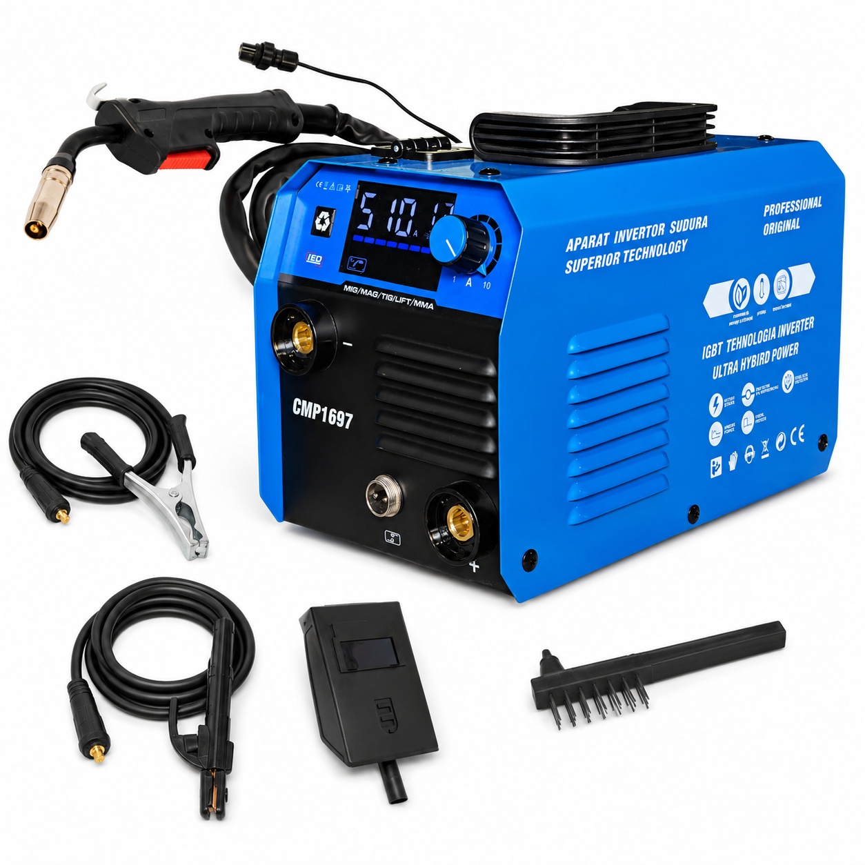 Aparat de sudura tip Invertor cu sarma 495A, MMA/MIG/MAG (TIG LIFT optional) afisaj digital, ventilat, URAL MASH IGBT TEHNOLOGY ULTRA HYBRID POWER, CMP1697