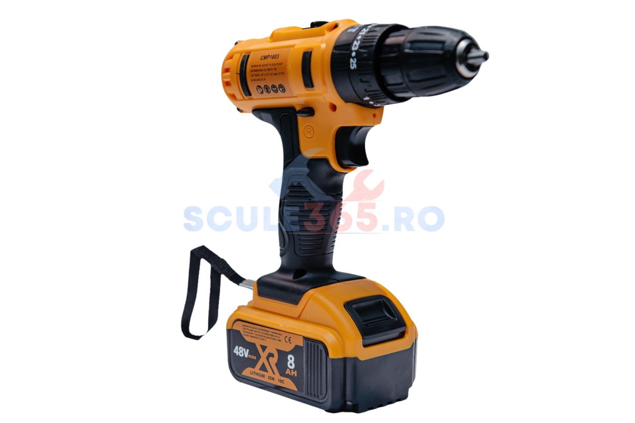 Masina de gaurit si insurubat cu percutie 120 piese, 48v, 2 acumulatori, trusa, incarcator inclus, bormasina autofiletanta 8AH, 1300rpm, Campion CMP1663 - 1 | YEO