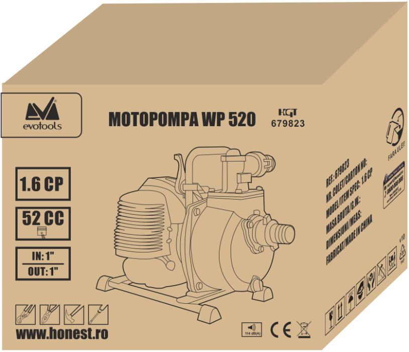 Motopompa Wp 520 Epto 1.6 CP, 1.5 inch, Evotools 679824 - 1 | YEO