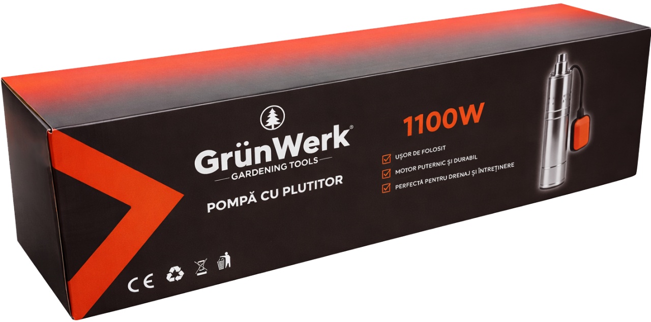 Pompa Inox cu Snec Submersibila cu Plutitor Automat GW GW7183, Putere 1.1KW (1100W), Cablu 9.5m, Inaltime 52cm, Latime 10cm, Circumferinta 31cm, Carcasa Otel Inoxidabil, Pentru Apa Curata sau Usor Murdara - imagine 10