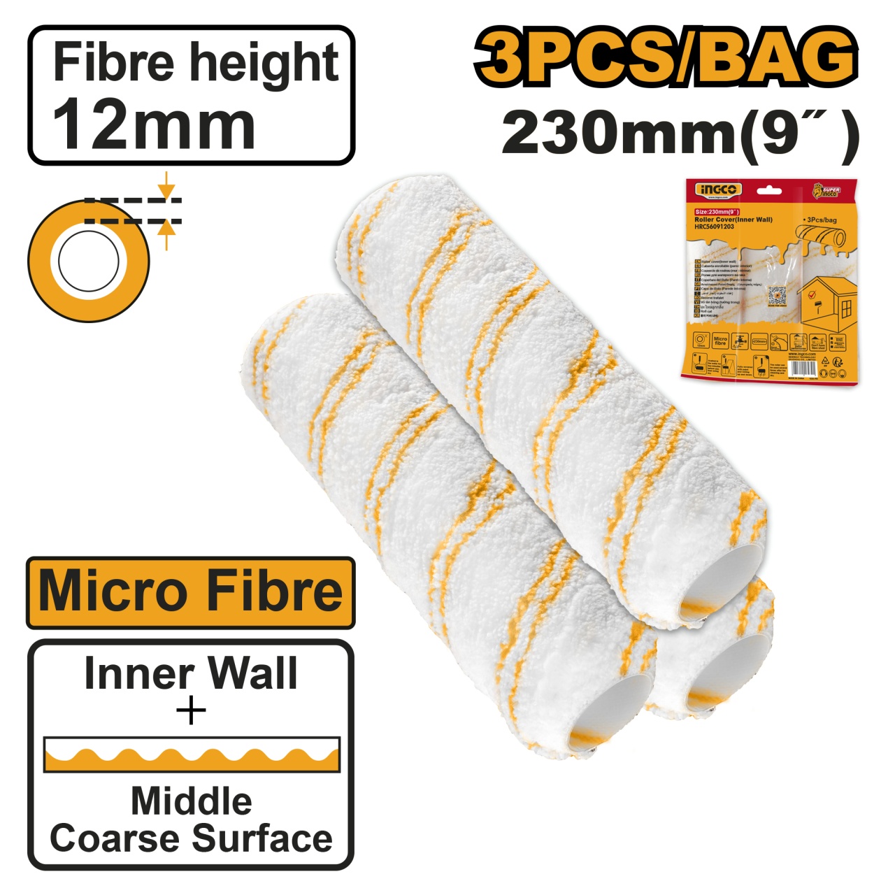 Set de Role pentru Trafalet Interior 230mm (nou) INGCO HRC56091203