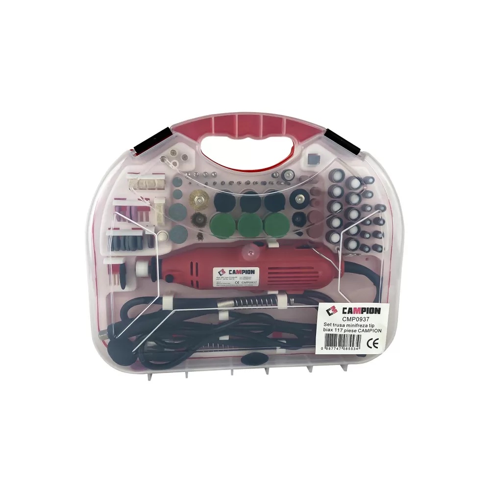 Set Trusa Minifreza Tip Biax 500W, 12000RPM, cu Variator, 117 Accesorii, Campion CMP0937 – CMP0937 - 1 | YEO