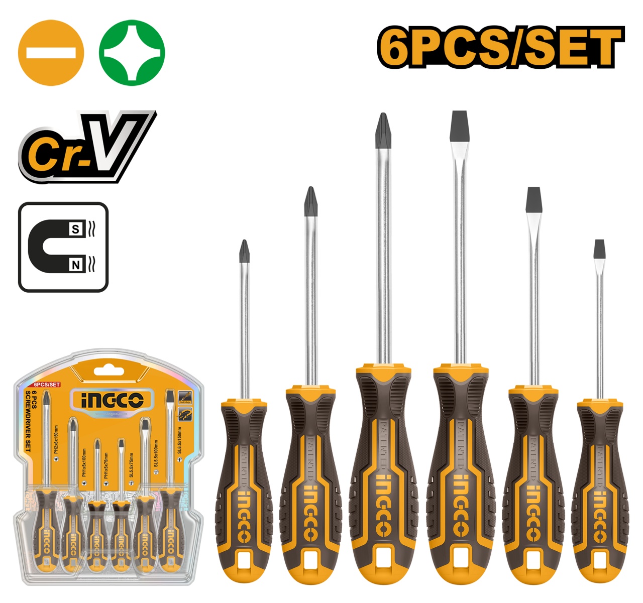 Surubelnite Set 6 buc CRV INGCO HKSD0628