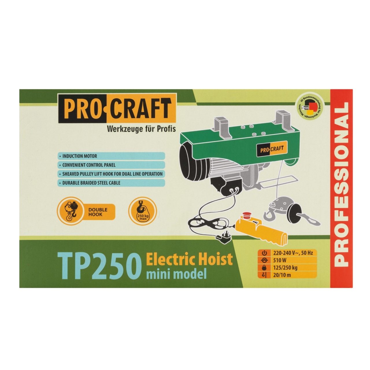 Troliu electric electropalan 125/250kg, 510W, 12m, macara electrica Procraft TP250 - 2 | YEO