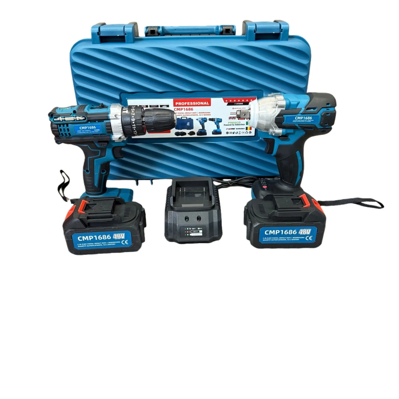 Set Bormasina gaurit si insurubat + Pistol cu impact 350nm, 48V, , cu 2 acumulatori si valiza transport CAMPION PROFESSIONAL CMP1686 - imagine 4