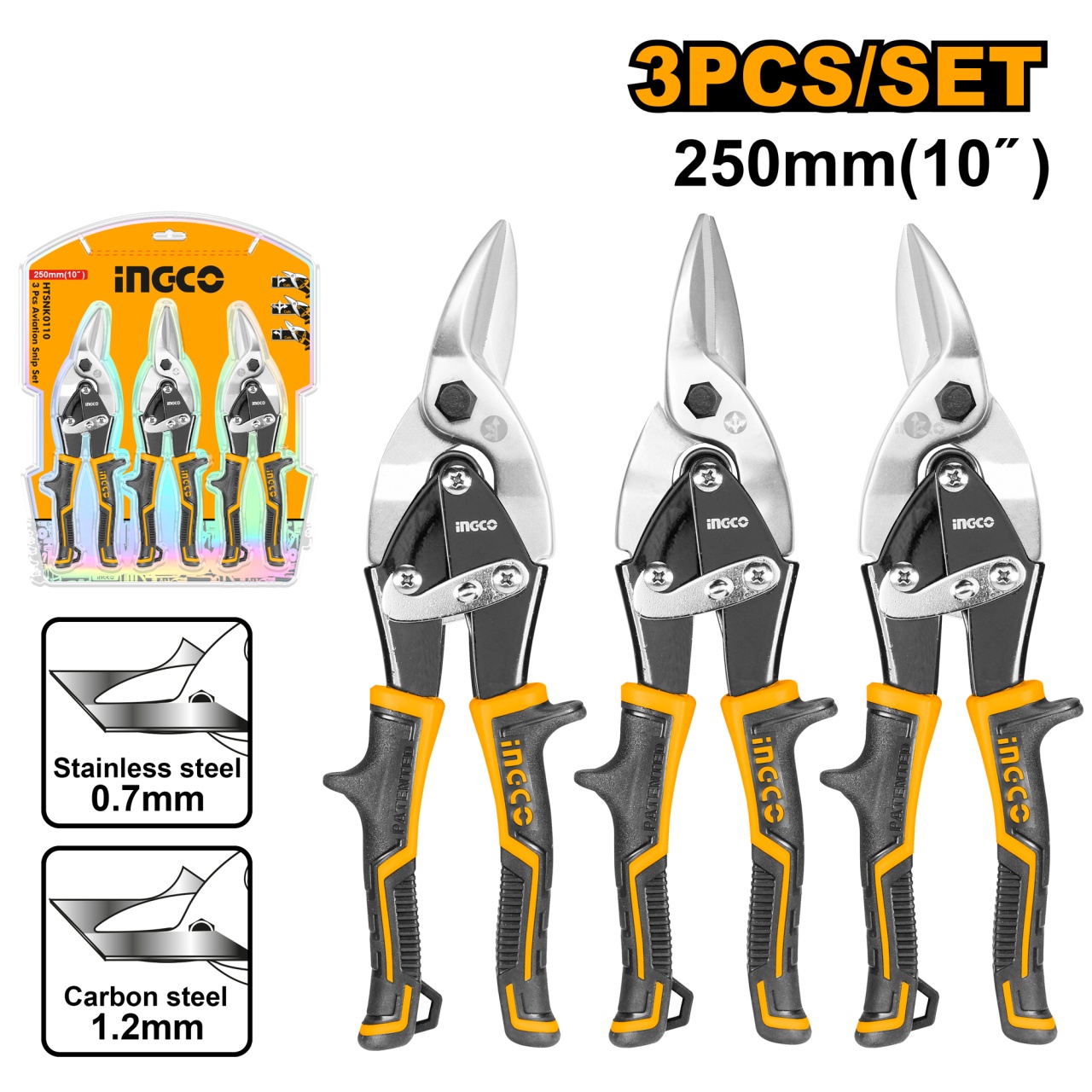 Set Foarfeci Tabla 3pcs INGCO HTSNK0110