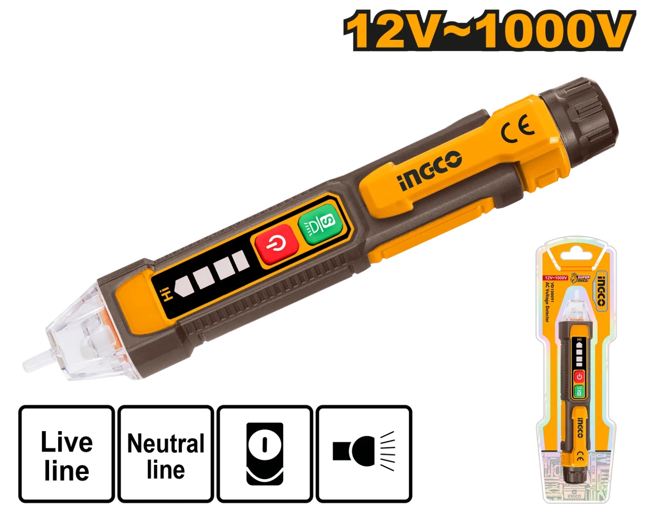 Surubelnita Control Ecran Digital VD100091 – 12-1000V AC, Afisaj Digital, Alarma Sonora si Luminoasa, LED, Auto Off - imagine 2