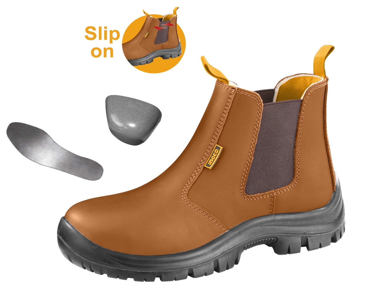 Pantofi Protectie Negri cu Talpa si Varf Metalic 46 INGCO SSH01S1P.46 – Clasa S1P, Rezistenta si Confort pentru Medii Solicitante - 1 | YEO