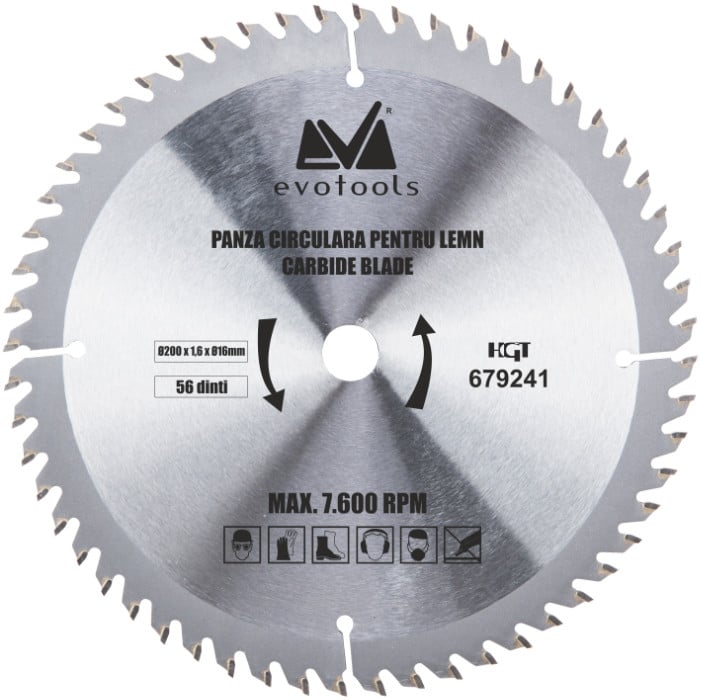 Panza Circulara Vidia Lemn 200x1.6x25.4 mm, 56 dinti Evotools 638011