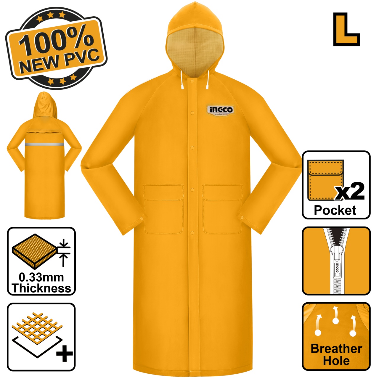 Pelerina Ploaie XL 120 cm lungime INGCO HRCTL031.XL