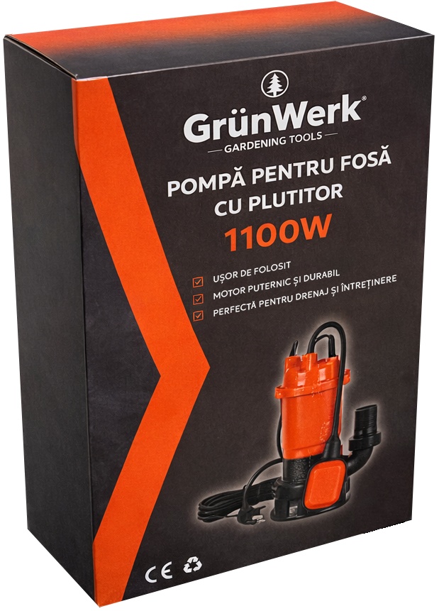 Pompa submersibila apa murdara din fonta GW GW7180, 1.1kW (1100W), cu plutitor automat, cablu 6.7m, pentru drenaj intensiv si evacuare apa cu impuritati - imagine 10