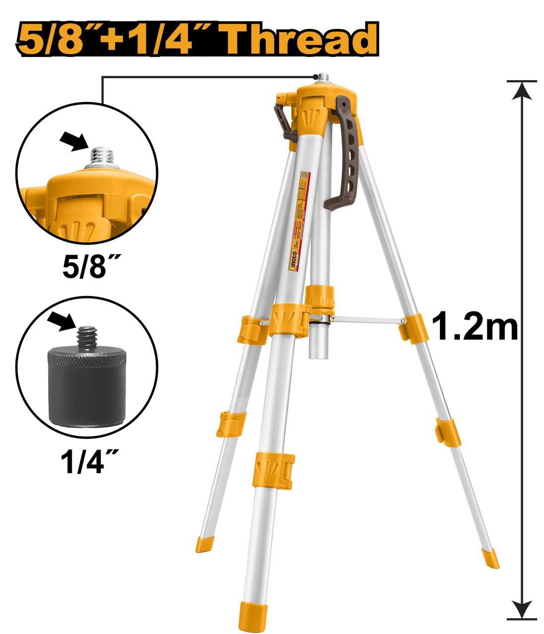 Trepied Aparat Nivela cu Laser din aluminiu 120 cm, Ingco HLLT01152