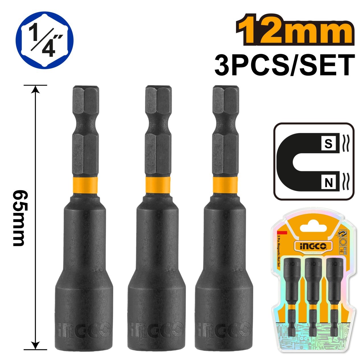 Cheie Magnetica Impact 1/4 12mm Set 3 buc (nou)