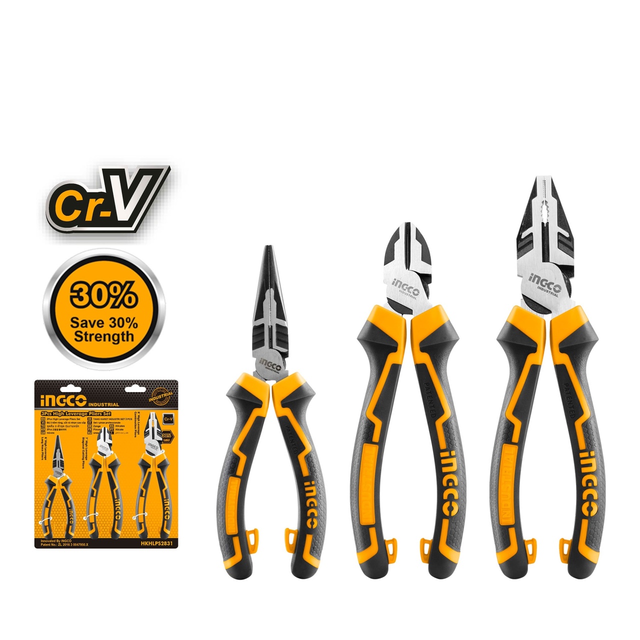 PATENTI INDUSTRIALI CU EFORT REDUS SET 3 BUC INGCO HKHLPS2831 - 1 | YEO