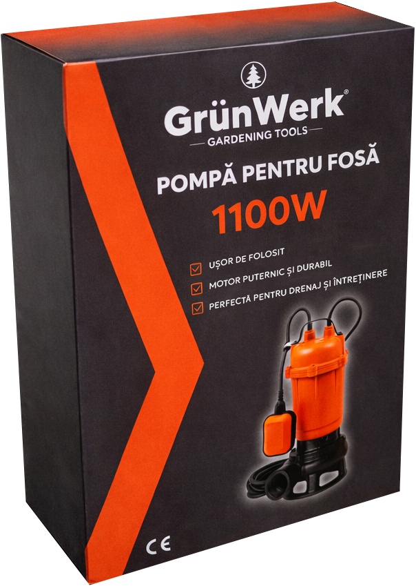 Pompa apa murdara submersibila fonta cu tocator si plutitor GW GW7367, 1.1kW, 1100W, cablu 6.7m, pentru canalizare si fose septice - imagine 6