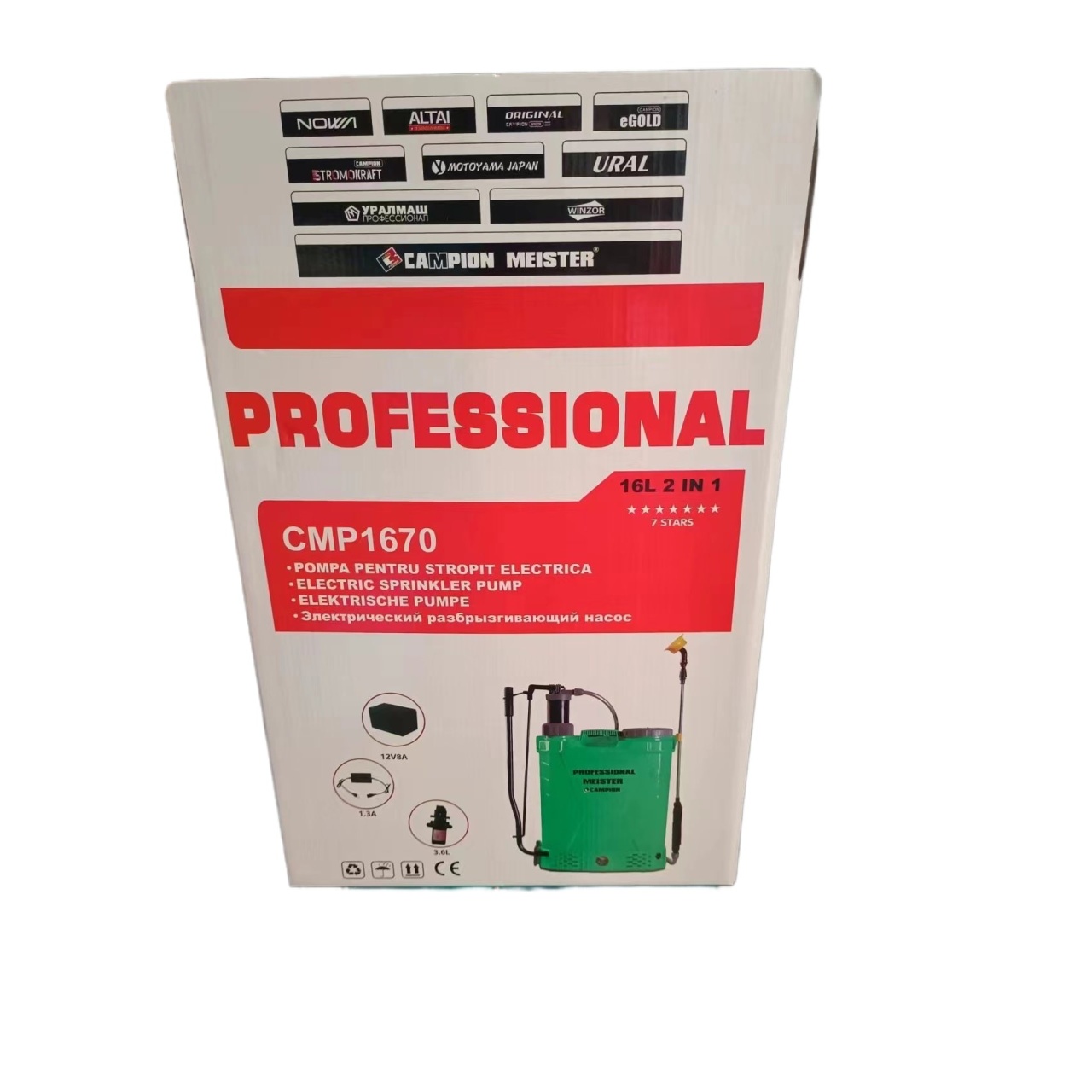 Pompa pentru Stropit Electrica pe Baterie CMP1670, 16L, 6 Bar, Acumulator 8Ah, Autonomie 9 Ore, Sistem 2 in 1 Electric si Manual, Lance Inox Extensibila 100cm, 5 Duze, Incarcator 12V, Regulator Presiune, Bretele Reglabile - view 4