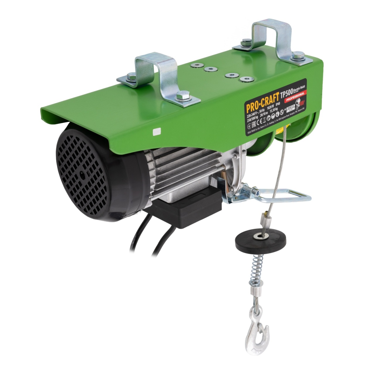 Troliu electric electropalan 250/500kg, 1020W, 12m, 8kg, macara electrica Procraft TP500 - 2 | YEO