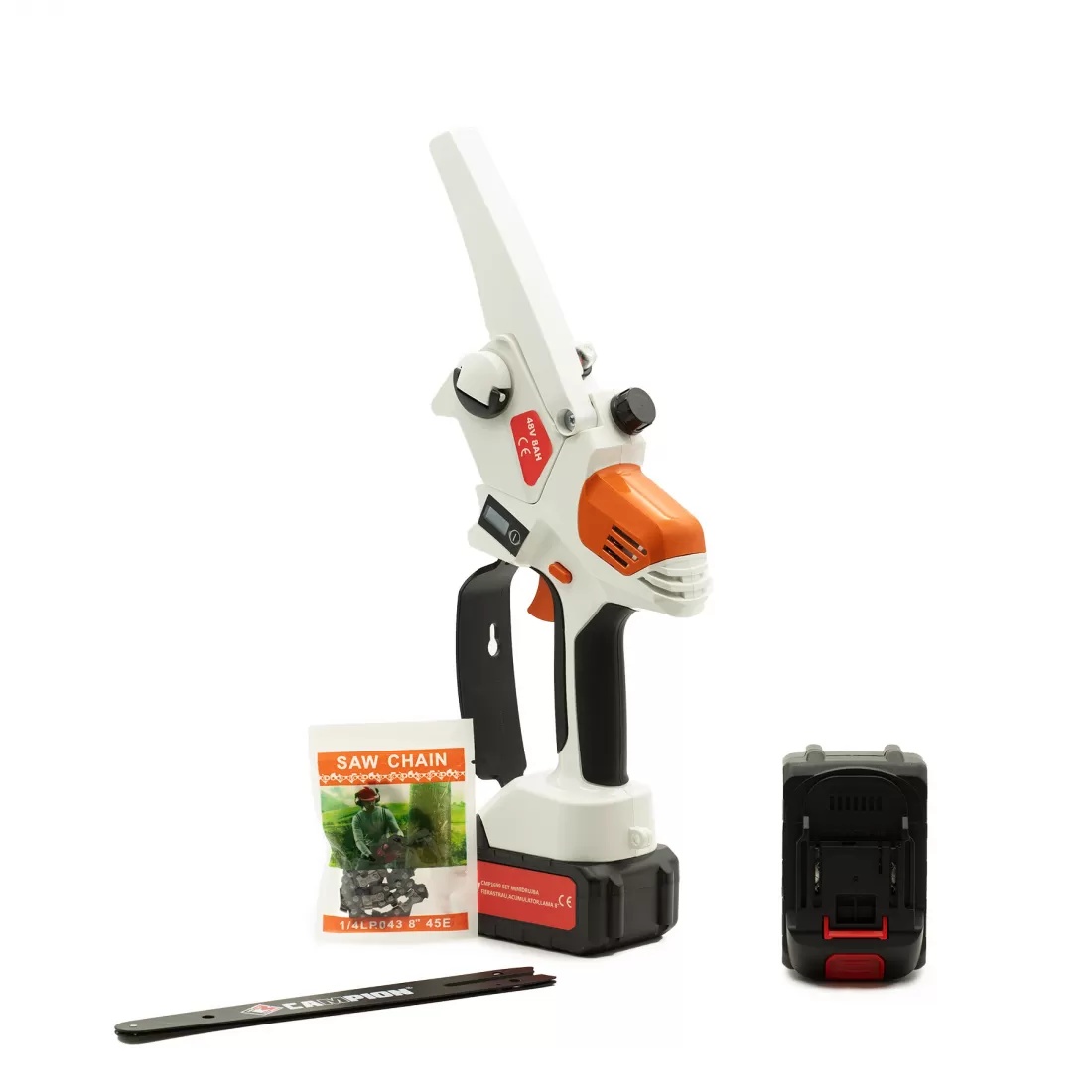 Mini Drujba electrica cu 2 acumulatori, 8AH, 48v, 200mm, ungere automata, motor brushless, protectie lama, 8 Campion CMP1699 - 1 | YEO
