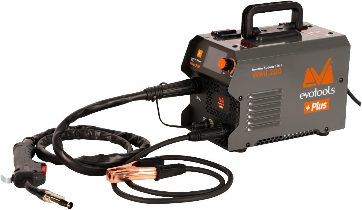 *OFERTA* Aparat Invertor de Sudura MIG-MMA-TIG 3 in 1 cu Afisaj LED WMI-200, electrod, sarma flux, gaz, Evotools 683150