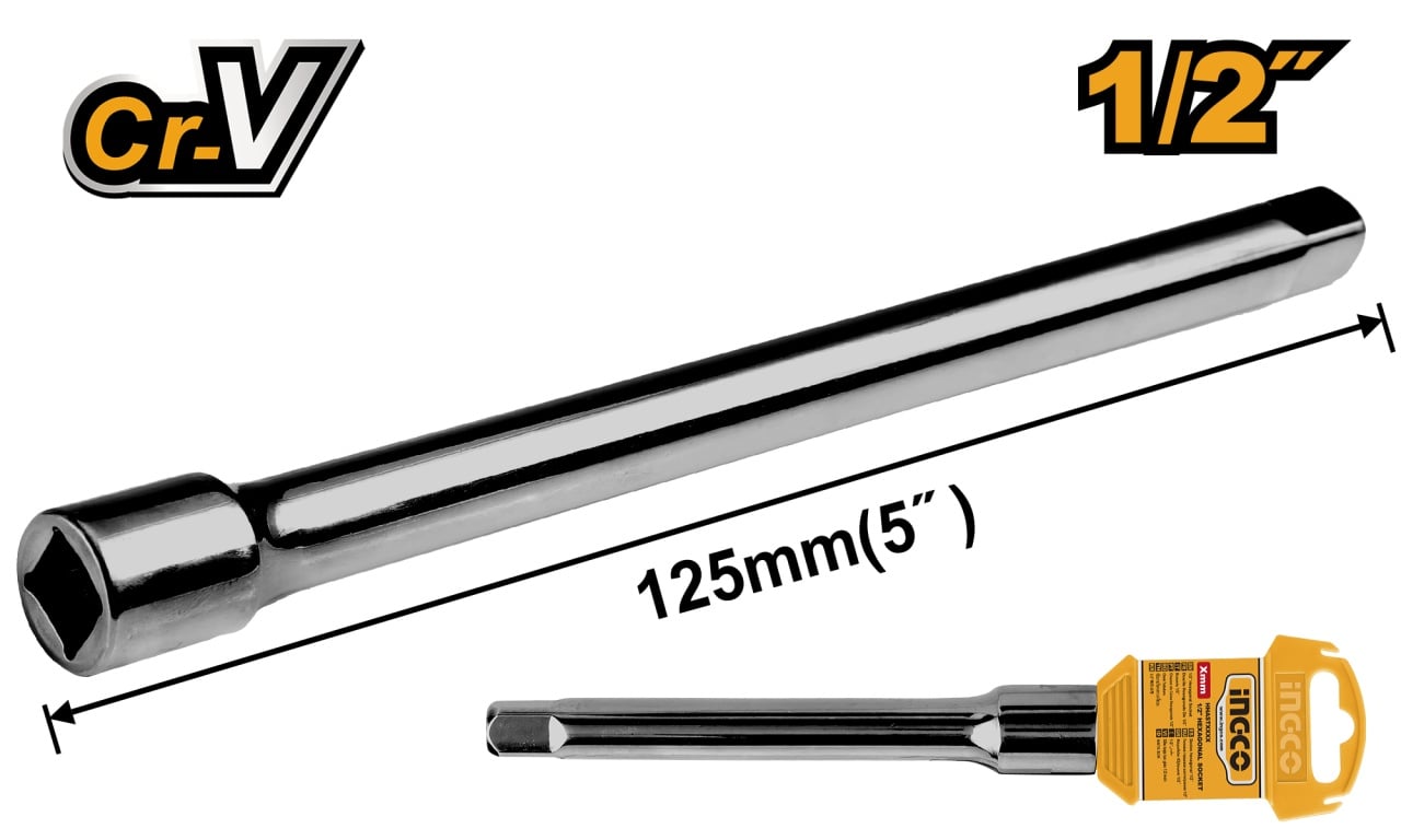 Prelungitor Tubulara 125mm 1/2\'\' INGCO HEB12051 – Extindere Precisa in Spatii Restranse