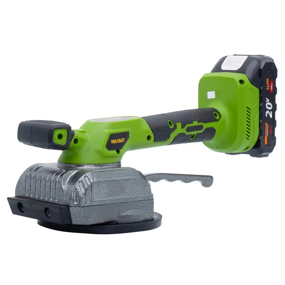Ventuza pentru gresie cu 1 acumulator si incarcator, 20v, 2AH, 15.000 vibratii/min, 75kg, 130mm, PROCRAFT PTM20
