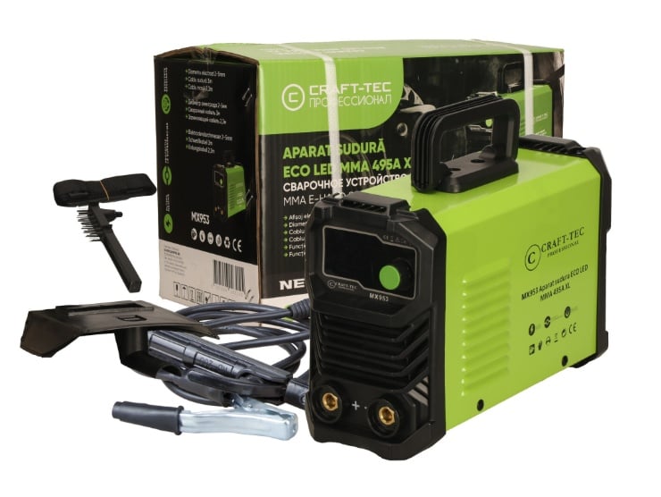Aparat de sudura invertor 495A, cablu sudura 3m, functie anti-stick, protectie la suprasarcina, Accesorii incluse, afisaj digital, IP21S, 1.6-5mm, Craft-Tec MX953