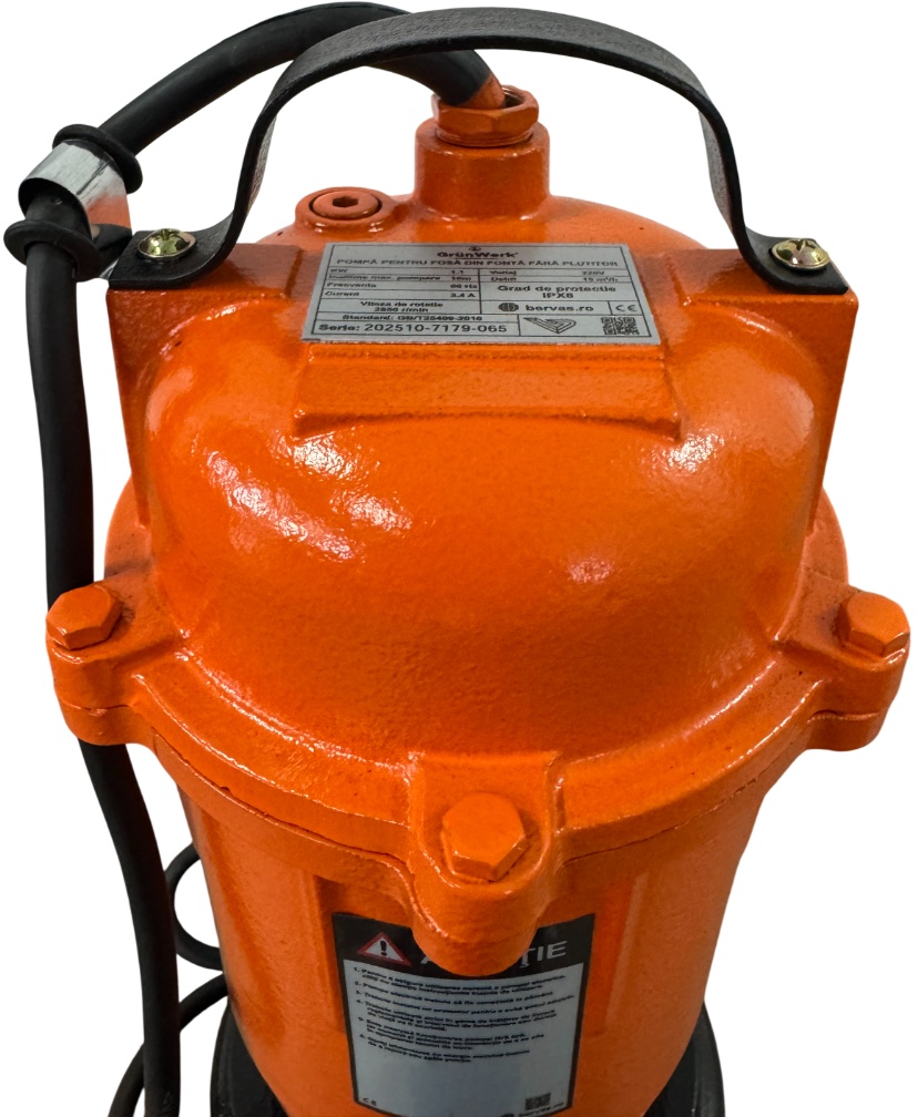Pompa apa murdara submersibila GW 1.1kW, 1100W, fara plutitor, cablu 6.7m, pentru drenaj si evacuare apa cu impuritati - imagine 6