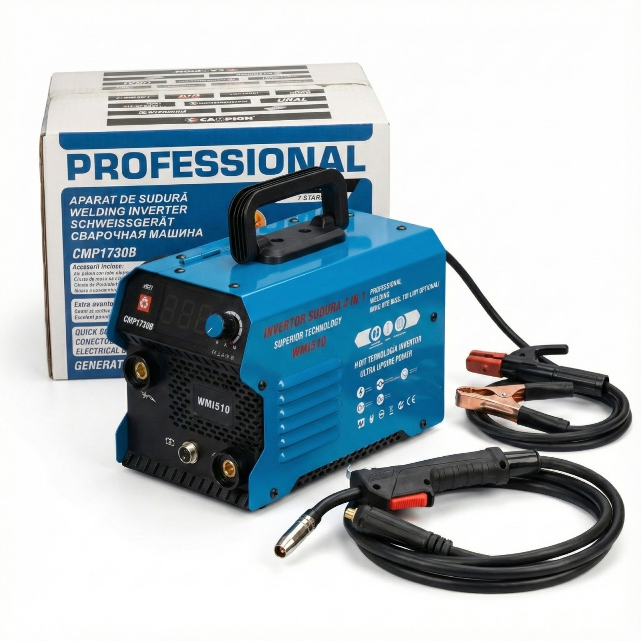 Aparat de sudura tip Invertor cu sarma 510A, MMA/MIG/MAG (TIG optional) *CABLU SUDURA 3M*, afisaj digital, ventilat, URAL MASH IGBT TEHNOLOGY ULTRA HYBRID POWER, CMP1730B