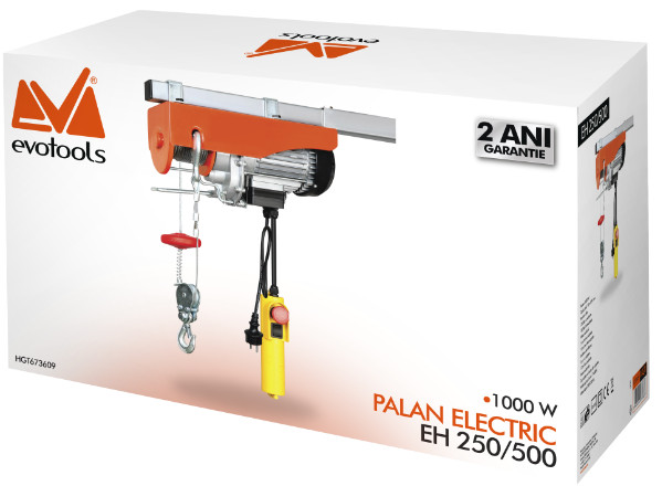 Electropalan Palan Electric 1000w, 500 kg Epto, limitator greutate, protectie termica, 8m/min Evotools 673609 - 1 | YEO