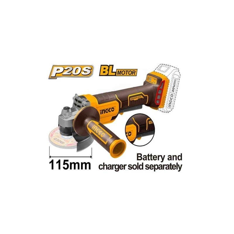 Flex Polizor Unghiular 20V 115mm motor Brushless fara acumulator - Ingco CAGLI211156 - 1 | YEO