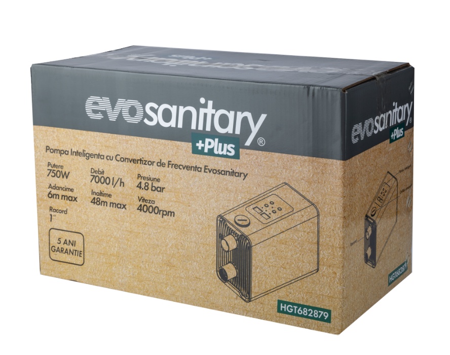 (Hidrofor) Pompa Inteligenta cu Convertizor de Frecventa, 750w, 4.8bar, 116 l/min, soft start-stop, Evosanitary Plus 682879 - 2 | YEO