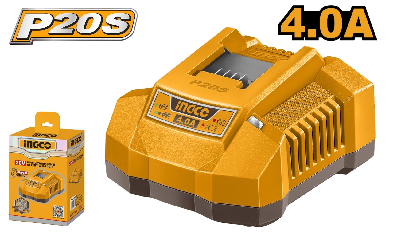 Incarcator baterie 20V 4Ah - acumulator P20S, Ingco FCLI20411E