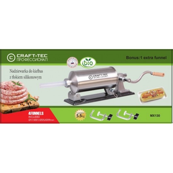 Masina carnati orizontala 5.5kg, 5 palnii, constructie inox, Craft-Tec MX130 - 1 | YEO