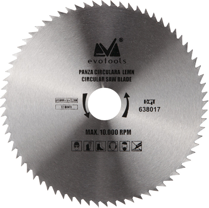 Panza Circulara Lemn 150 mm, 72 dinti Evotools 638017