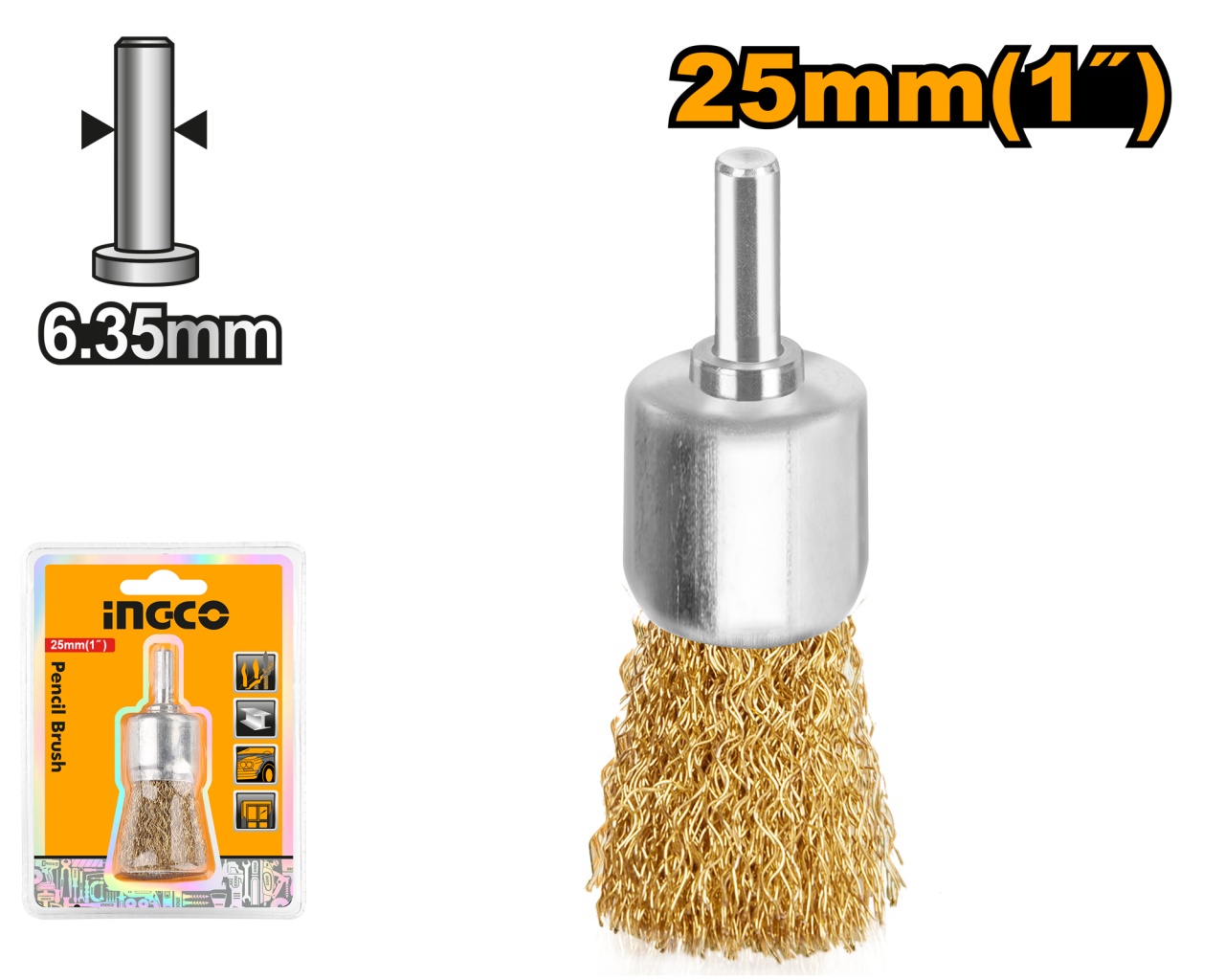 Perie Sarma Tip Pensula pentru Bormasina 25mm INGCO WB70241