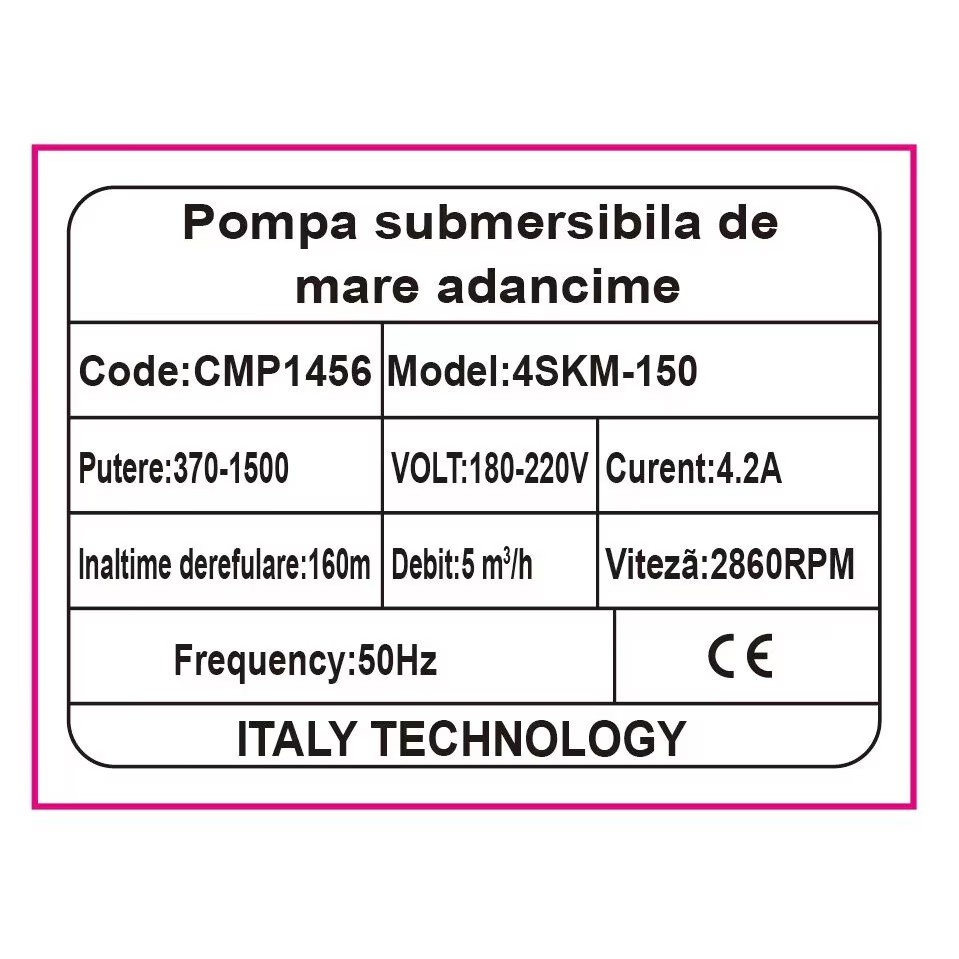 Pompa APA Submersibila 1500w, 20m cablu, 5000l/h, 4SKM-150 cu Panou Control CMP1456 - 1 | YEO