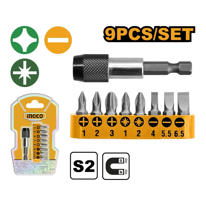 Prelungitor Biti Set 9buc INGCO AKSD0071